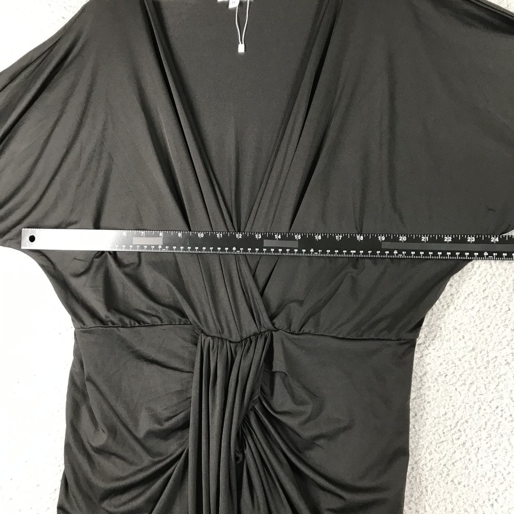 BALTIC BORN Dress Size 3X MIMI Black Ruched Faux Wrap Midi Draped - Picture 11 of 14